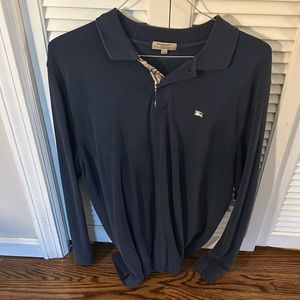 Burberry Blue Long Sleeve Polo XXL
